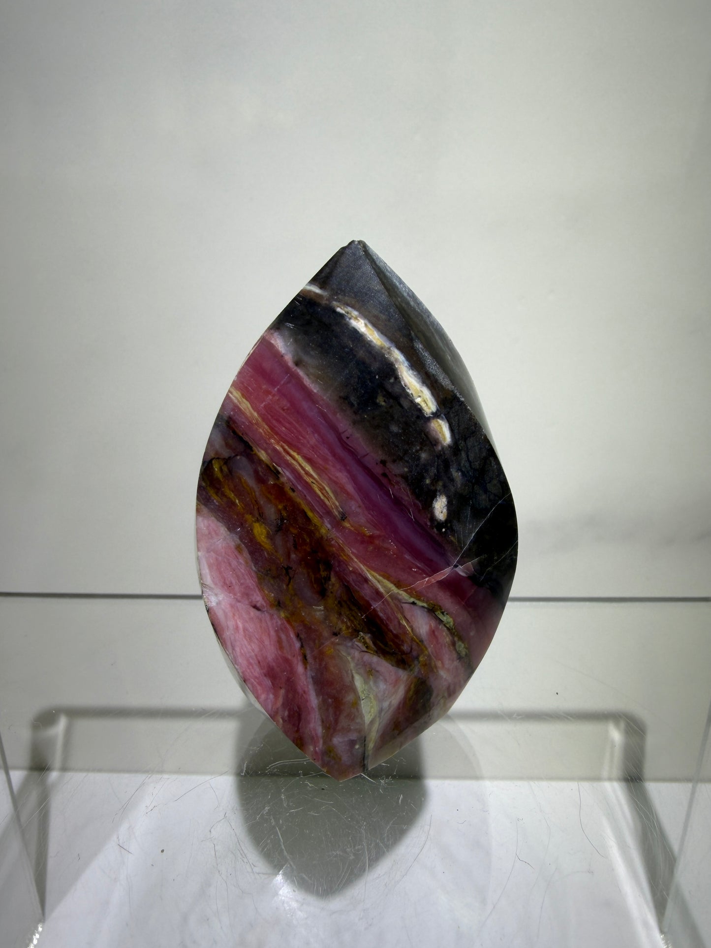 Strawberry Pink Opal Flame From Peru. Gorgeous Bright Colors And Patterns. Rare Display Crystal.