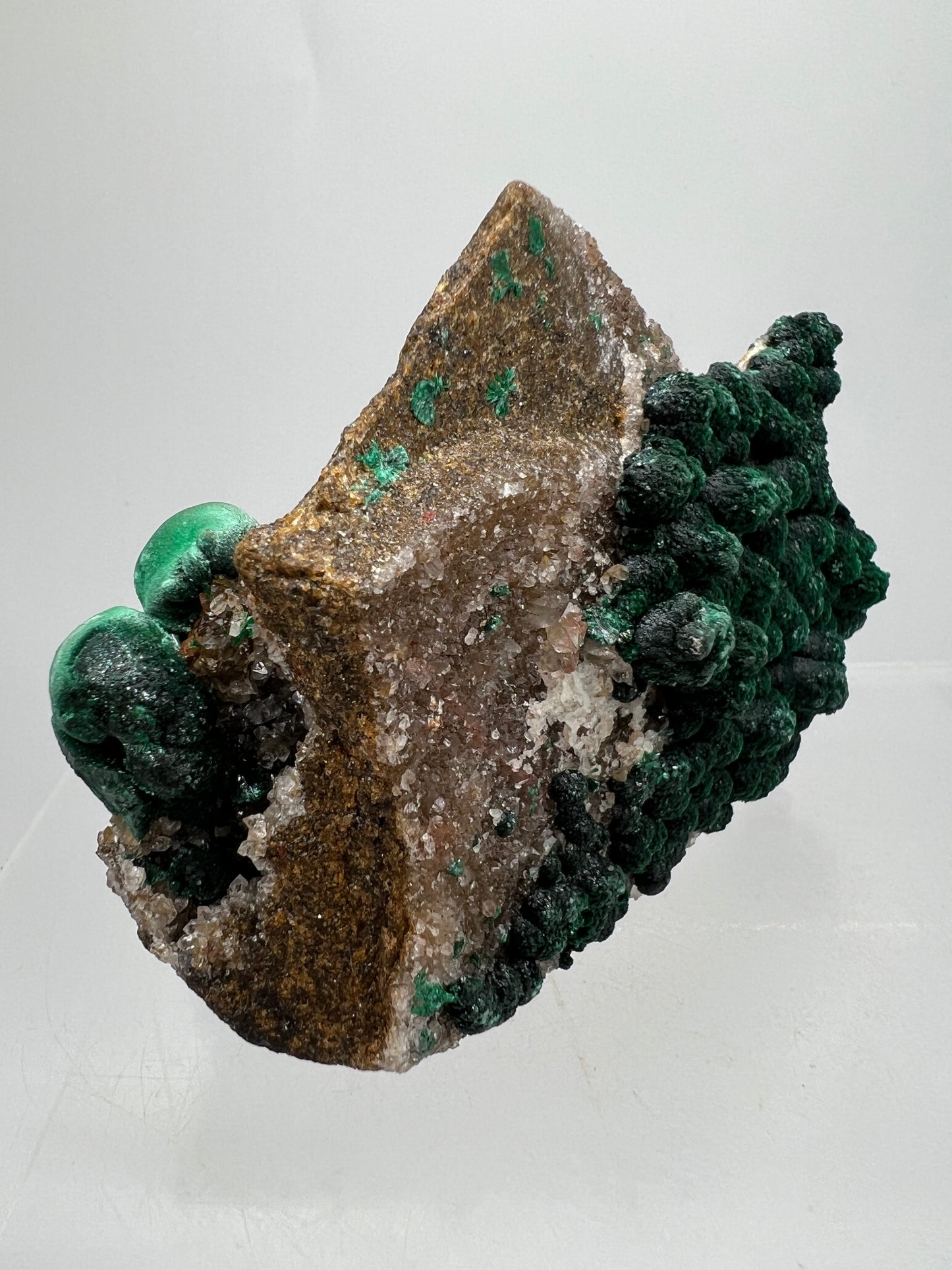 Ball Malachite On A Flashy Dolomite Matrix. Stunning Rare Malachite From Congo. Amazing Mineral Display Specimen.