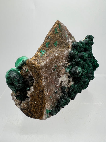 Ball Malachite On A Flashy Dolomite Matrix. Stunning Rare Malachite From Congo. Amazing Mineral Display Specimen.