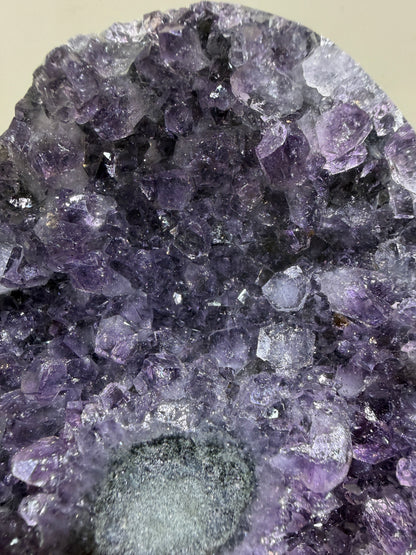 Amethyst Cut Base Geode. World Class Uruguayan Specimen With A Stalactite Eye. Stunning Top Quality Display Crystal.