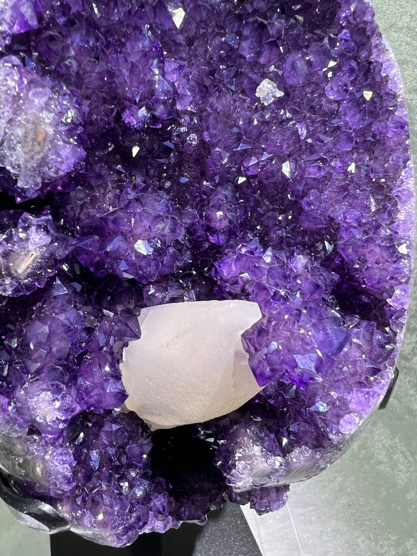 Amethyst And Calcite Geode. World Class Uruguayan Specimen. Gorgeous AA Quality Statement Piece! Custom Made Stand