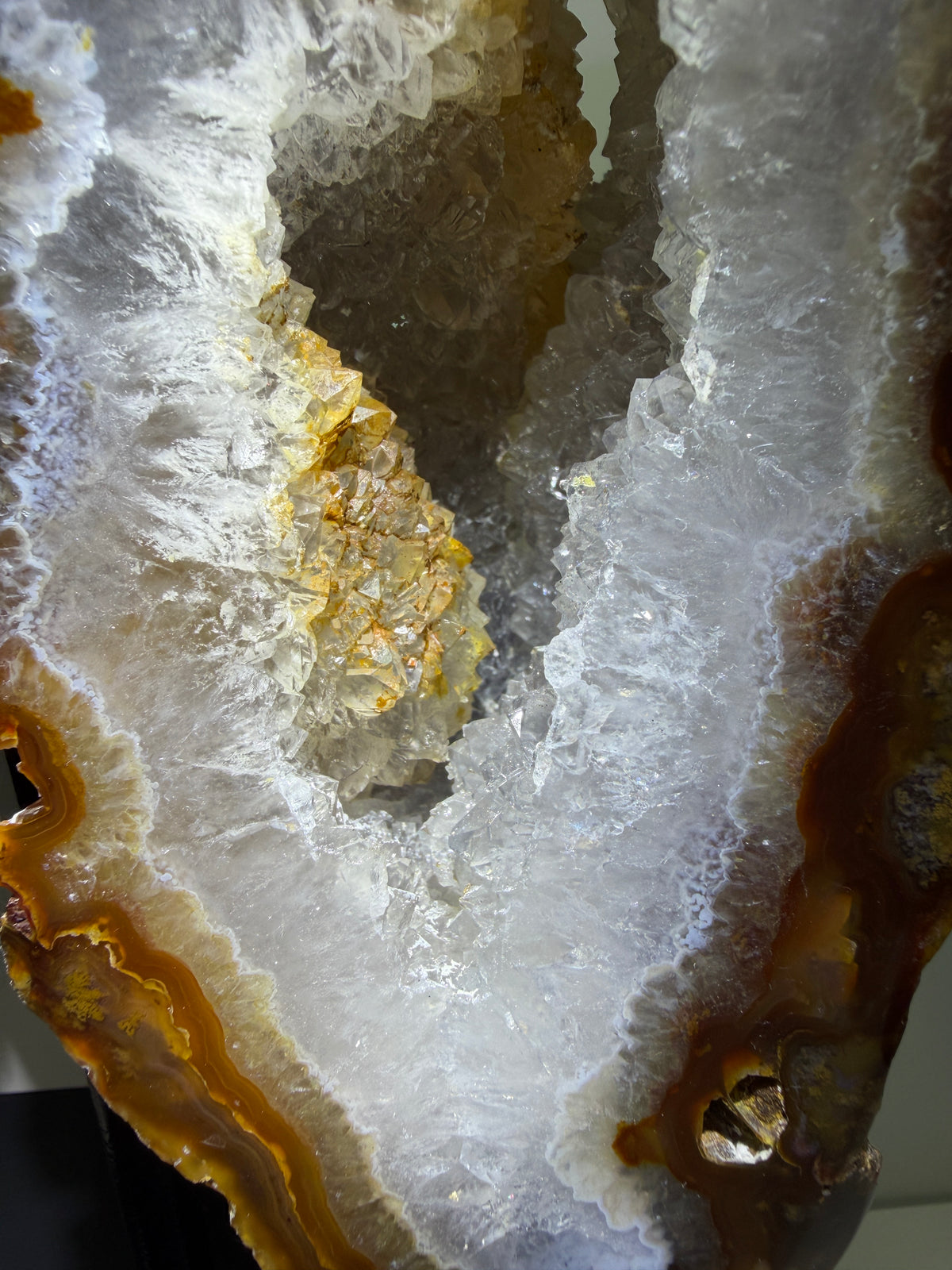 Agate Geode Wings From Brazil. Gorgeous Large Split Geode On A Custom Stand. Amazing Druzy Display Crystal