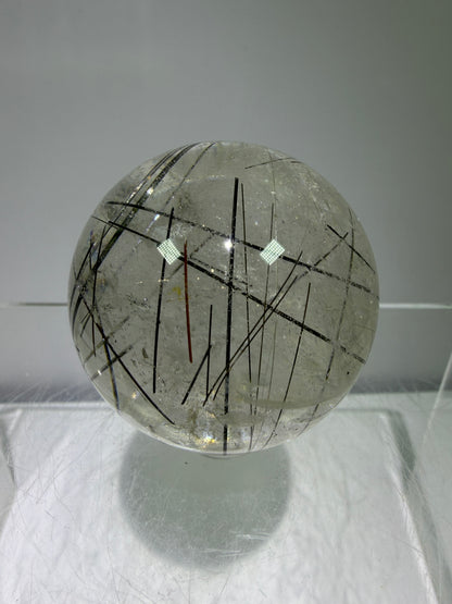 Rutile Quartz Sphere. 43mm. Amazing Combination Of Gold, Copper, And Black Rutilated Quartz. Very Rare Display Sphere