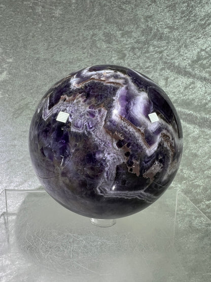 Dream Amethyst Sphere. 88mm. Large Chevron Amethyst Crystal. Beautiful Colors And Patterns