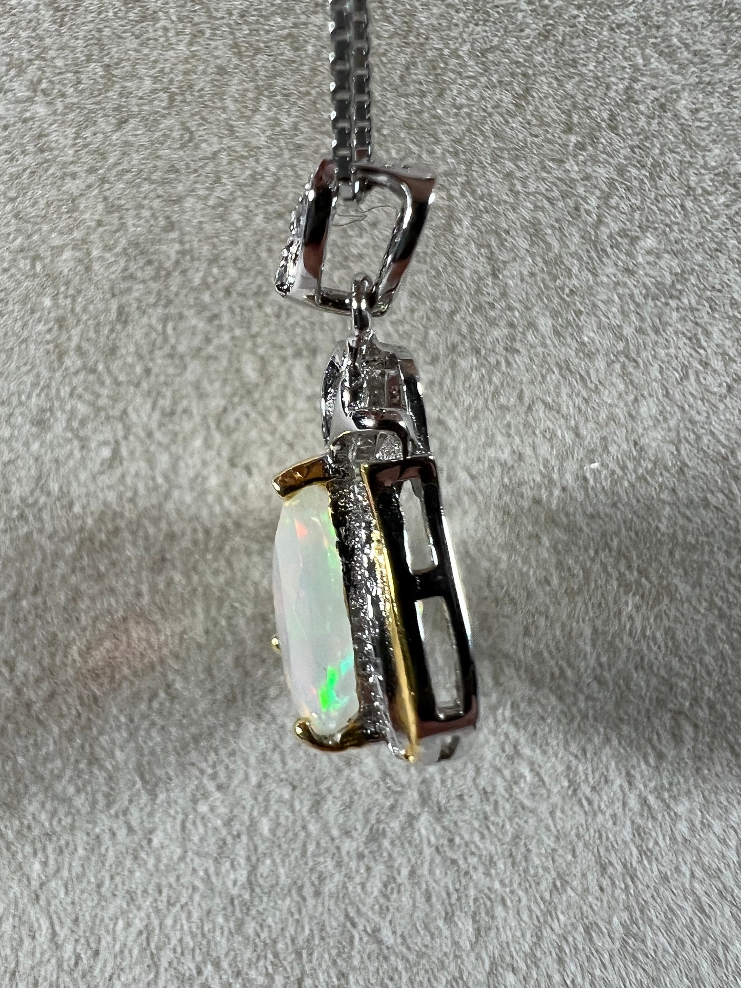 Opal Teardrop Pendant. S925 Silver Setting And Necklace. Incredible Play Of Color. Gorgeous High Quality Crystal Jewelry.