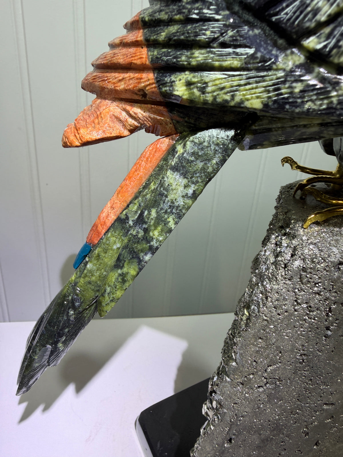 Hand Carved Crystal Parrot From Peru. Extra Large High Quality Display Crystal. Hand Crafted By Local Artisans