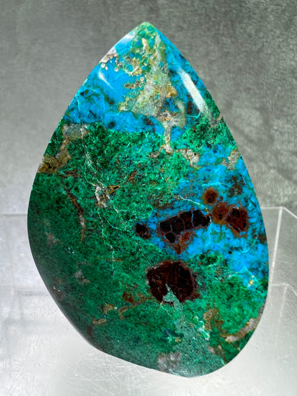 Chrysocolla Flame From Peru. Stunning Chrysocolla And Malachite Display Crystal. High Quality Flame With Gorgeous Colors.