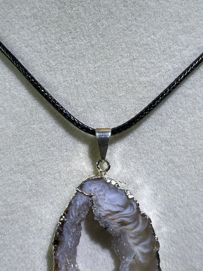 Druzy Agate Slice Pendant. Amazing Colors With Stunning Druzy. Gorgeous Crystal Pendant.