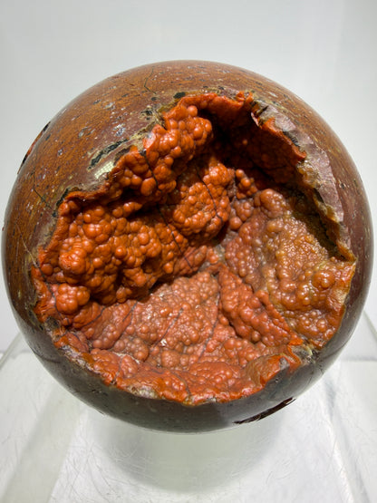 Red Fox Agate Sphere. 77mm. High Quality Druzy Crater Agate From Turkey. Stunning Rare Botryoidal Nodules