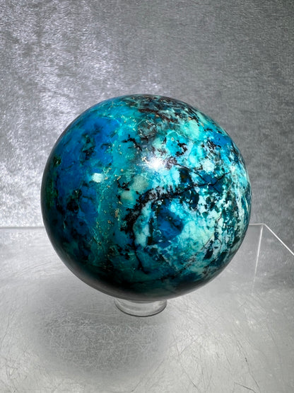 Chrysocolla Sphere From Peru. Stunning Vibrant Colors. Gorgeous High Quality Collectors Sphere