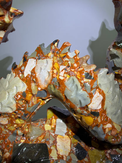 Chinese Carved Crystal Dragon. Large Colorful Dragon Carving. High Quality Display