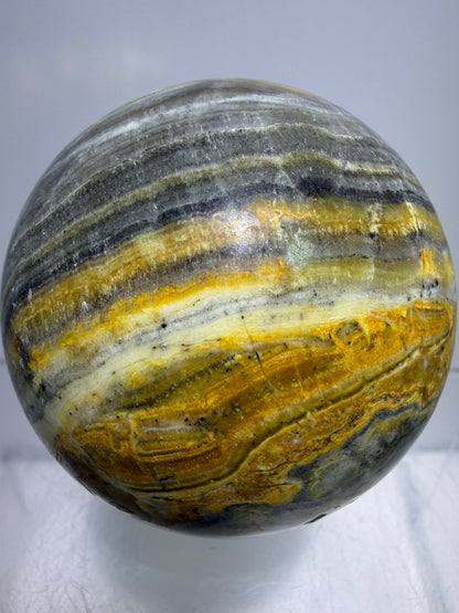 Banded Agate Sphere From Brazil. 57mm. Rare Colors And Patterns On This High Quality Display Sphere