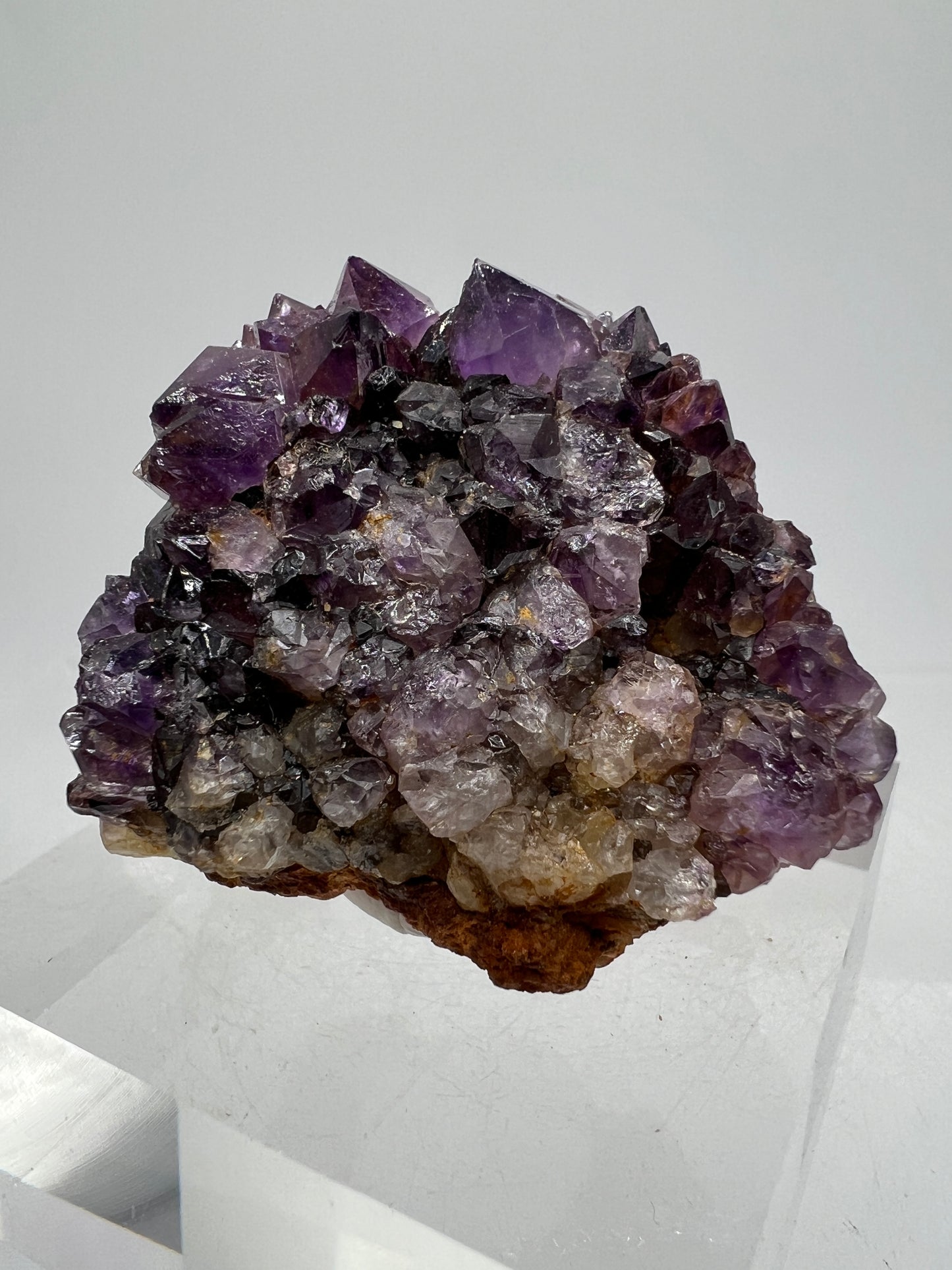 Amethystos Crystal Specimen. Gorgeous Amethyst Cluster From South Africa. Rare Deep Purple Display Crystal
