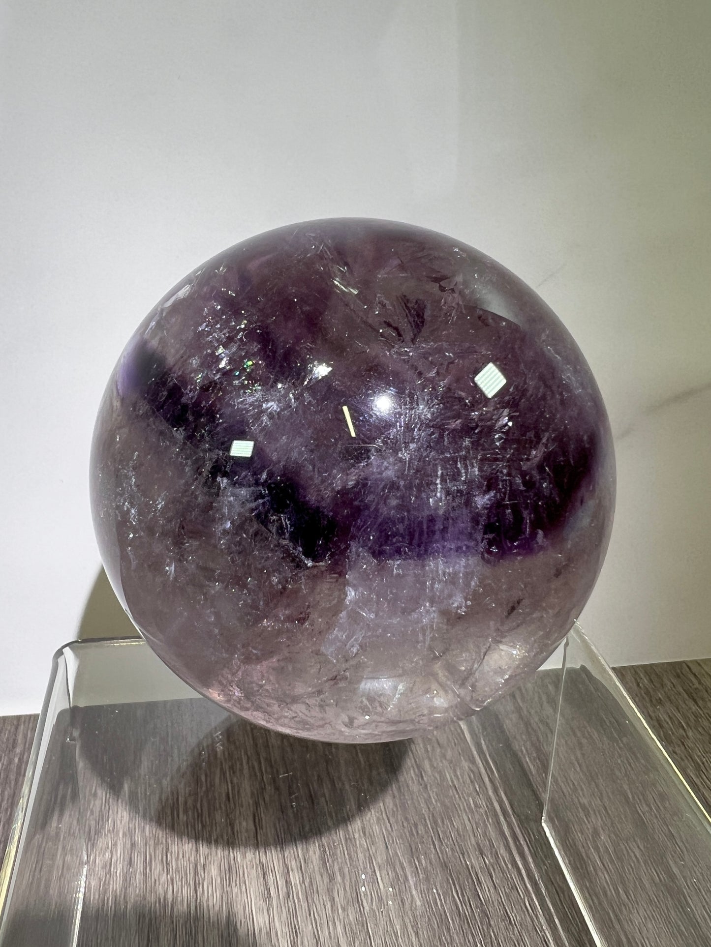 Phantom Amethyst Sphere. 74mm. Rare Amethyst With Amazing Rainbows. High Quality Beautiful Crystal.