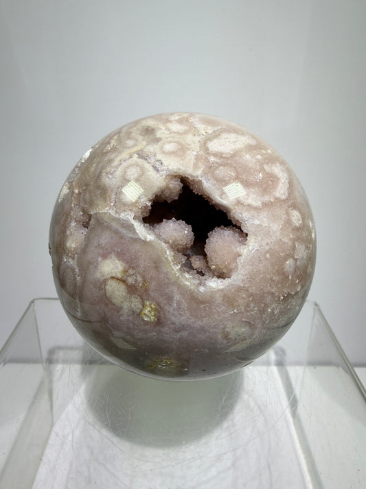 Pink Amethyst Crystal Sphere. 75mm. Gorgeous Druzy Amethyst And Flower Agate Sphere. Amazing Display Crystal.