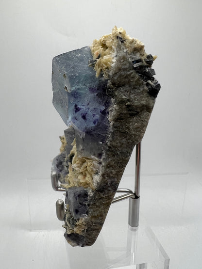 Fluorite, Muscovite, And Druzy Sphalerite Specimen. World Famous Yaogangxian Fluorite Cubes. Beautiful Mixed Mineral Specimen.