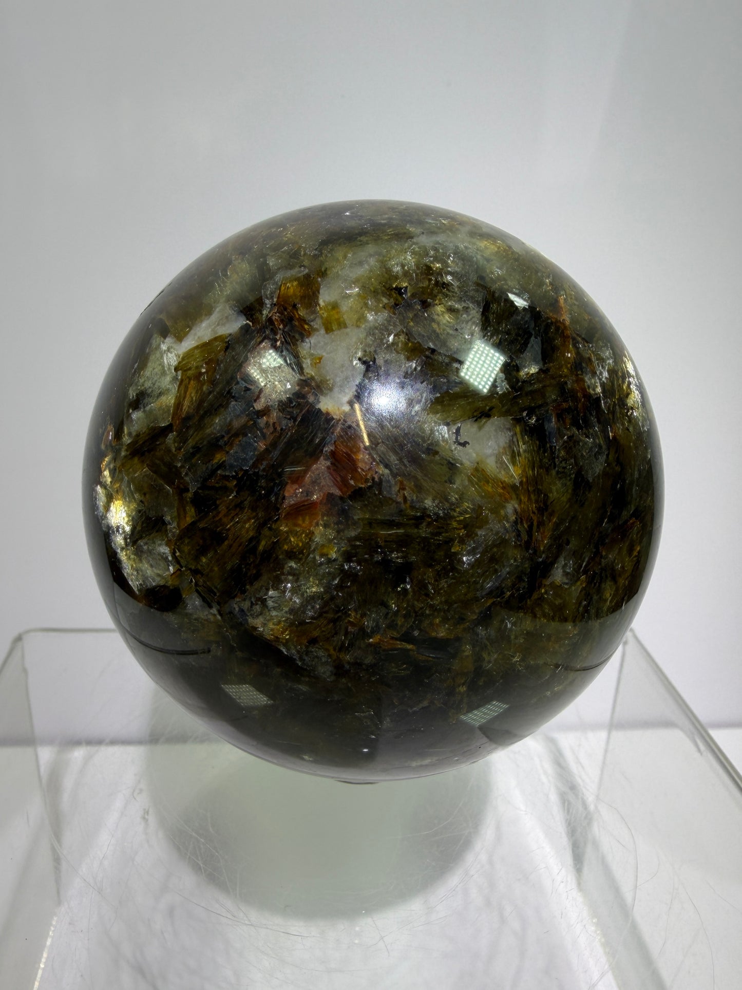 Golden Mica Sphere. 74mm. Rare Mica Display Sphere. High Quality With Lots Of Flash
