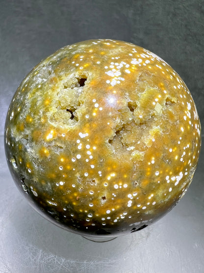 Ocean Jasper Sphere. Beautiful Sugar Druzy Sphere. High Quality Amazing Display Crystal