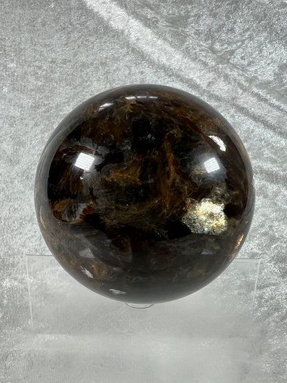 Golden Mica Sphere. Gorgeous Large Mica Display Sphere. 93mm, 2.7 lbs. High Quality With Lots Of Flash