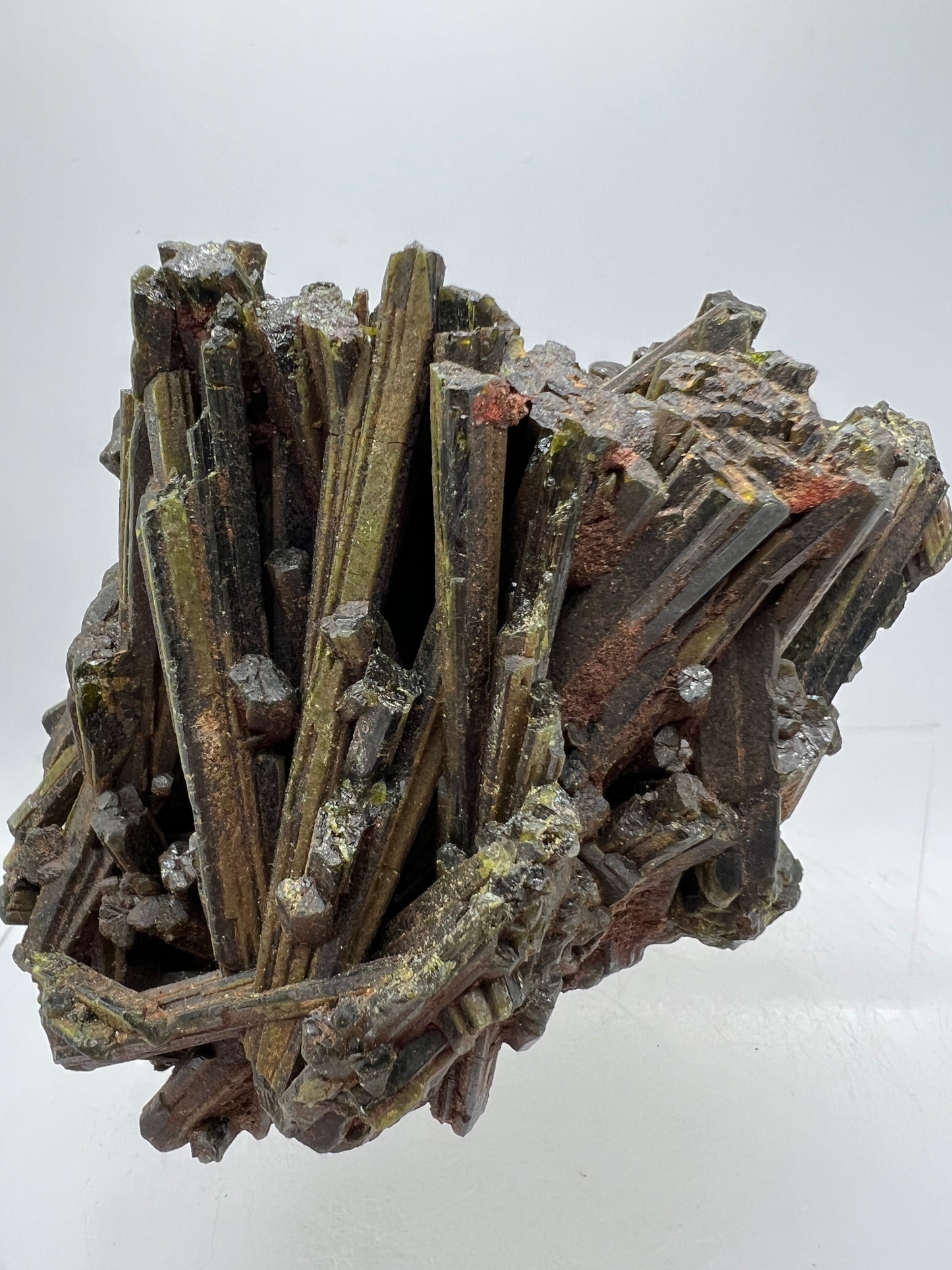 Green Tourmaline Cluster. Gorgeous Rare Tourmaline Specimen. Amazing Mineral Display Crystal.