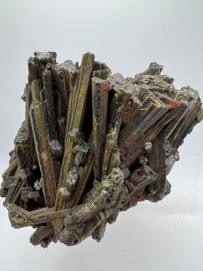 Green Tourmaline Cluster. Gorgeous Rare Tourmaline Specimen. Amazing Mineral Display Crystal.