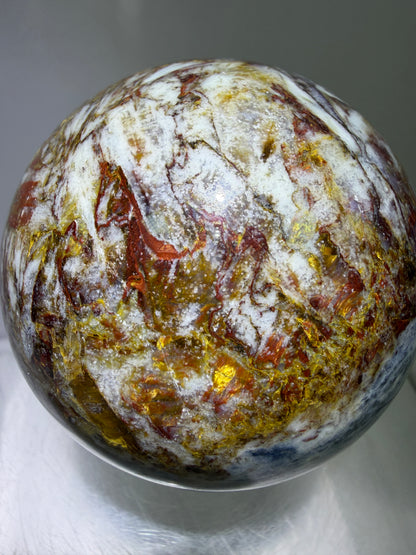 Pietersite Crystal Sphere. 66mm. Stunning Red And Blue Pietersite Crystal. High Quality Rare Display Sphere.