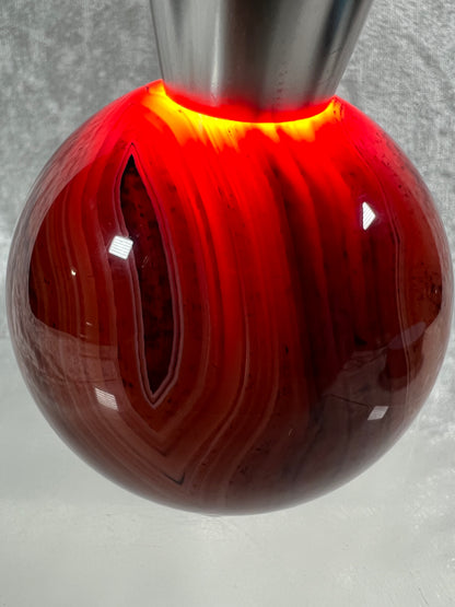 Silk Agate Sphere. 64mm. Amazing Banded Agate From Madagascar. Gorgeous Colors And Patterns On This Display Sphere.