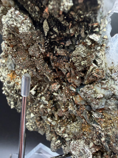 Pyrite And Mangano Calcite Display Specimen. Large High Quality Pyrite And UV Reactive Calcite From Peru. Amazing Rare Multi Mineral Specimen.