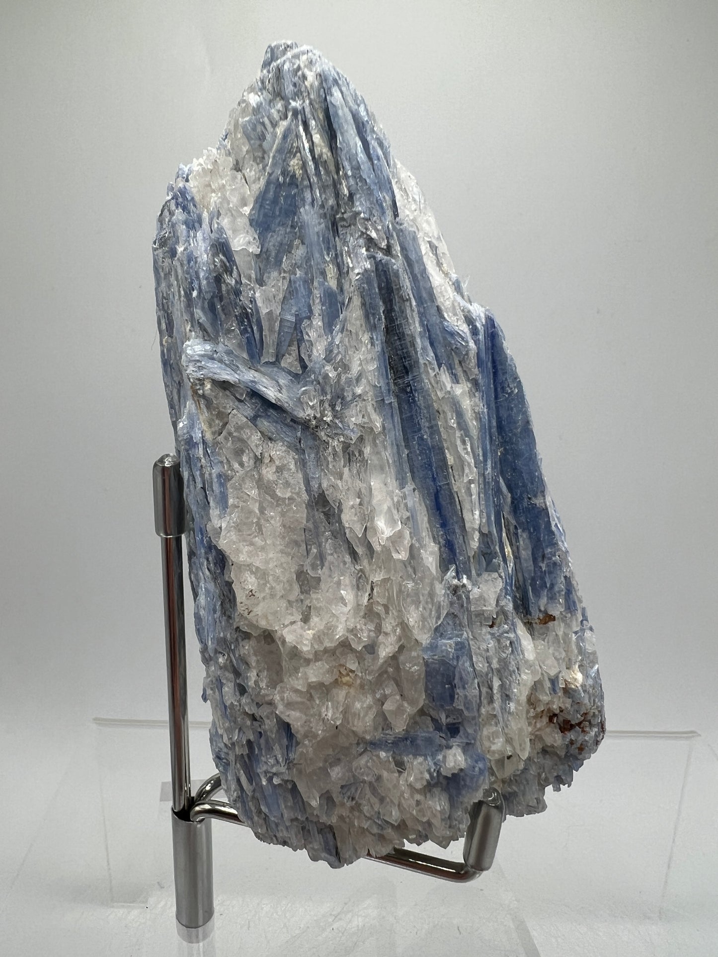 Kyanite And Quartz Mineral Specimen. Beautiful Raw Blue Kyanite Cluster.