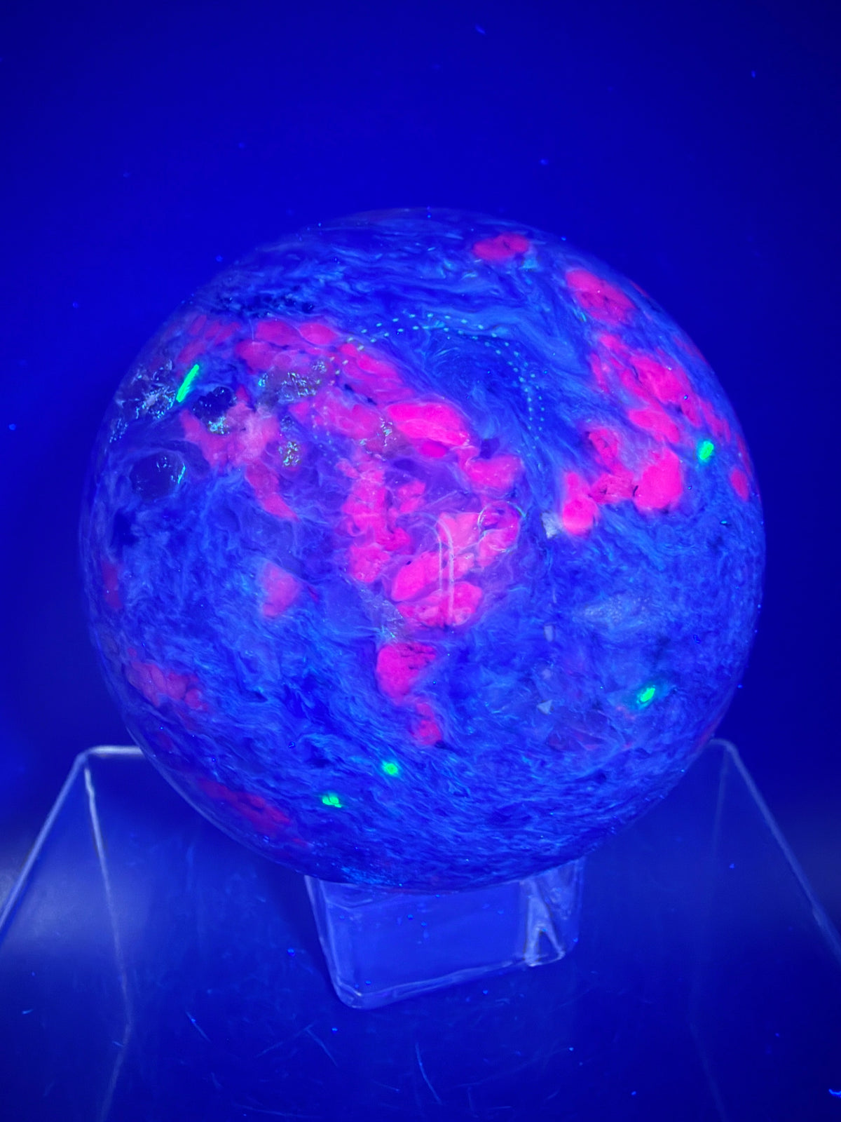 Charoite Crystal Sphere. 79mm. XL High Quality Stunning Crystal. Amazing Patterns And Flash. Gorgeous UV Reaction.