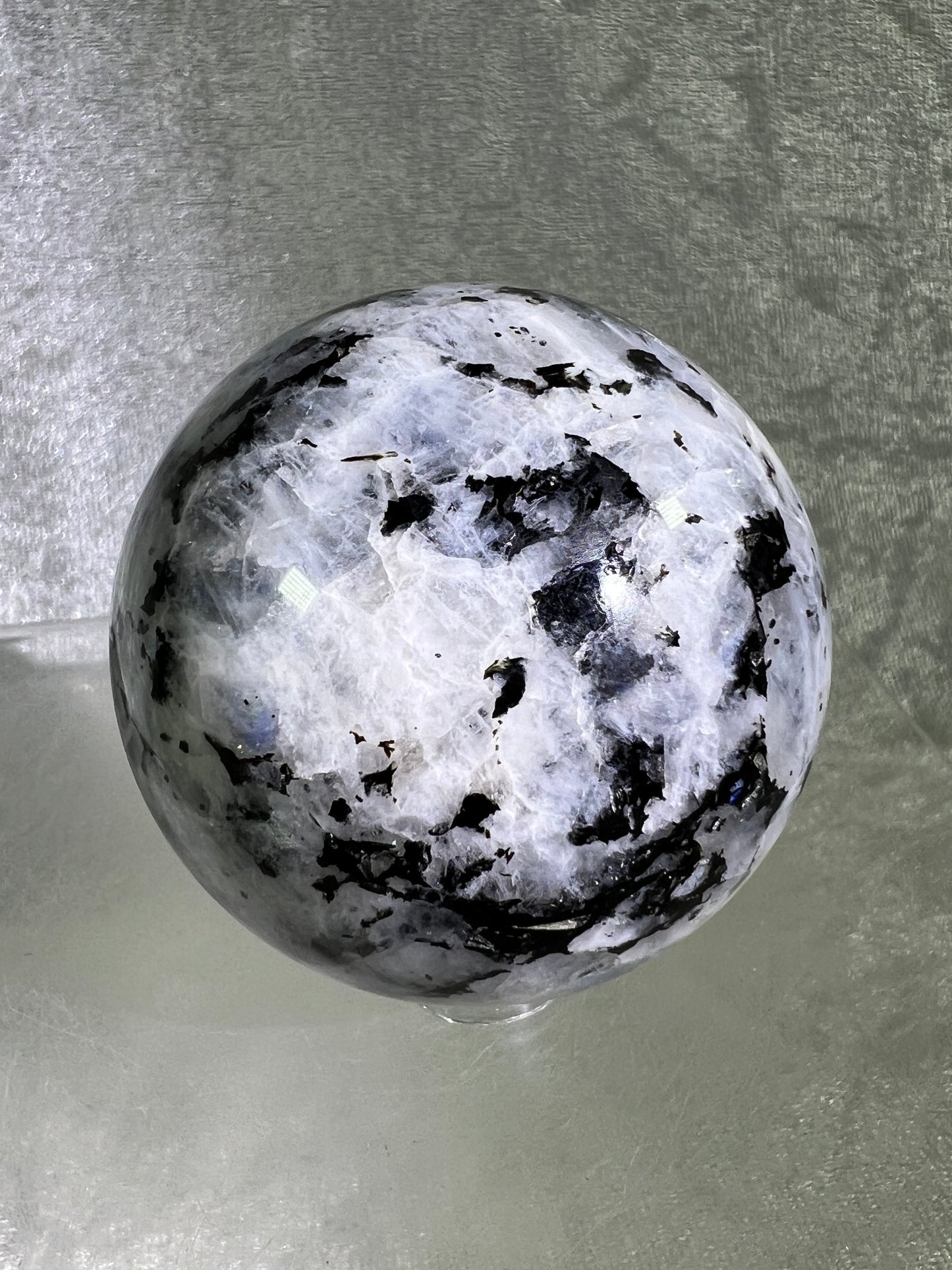 Rainbow Moonstone Sphere. 60mm. Gorgeous Rainbow And Blue Flash! High Quality Display Sphere