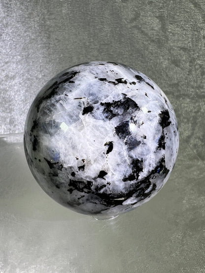 Rainbow Moonstone Sphere. 60mm. Gorgeous Rainbow And Blue Flash! High Quality Display Sphere