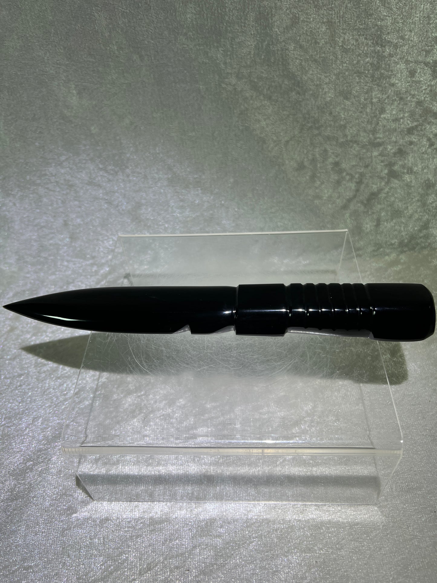 Black Obsidian Dagger Carving. 9 Inches Long. Amazing Crystal Display Carving.