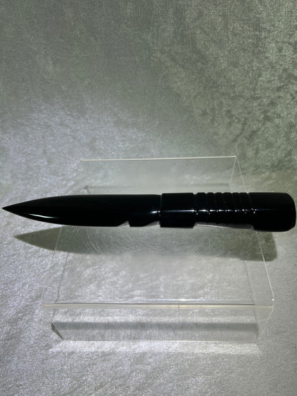Black Obsidian Dagger Carving. 9 Inches Long. Amazing Crystal Display Carving.