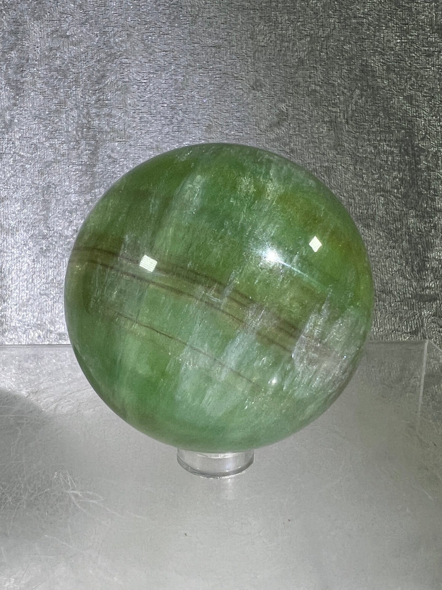 Green Candy Fluorite Sphere. Gorgeous High Quality Crystal. Amazing Clear Light Green Fluorite.