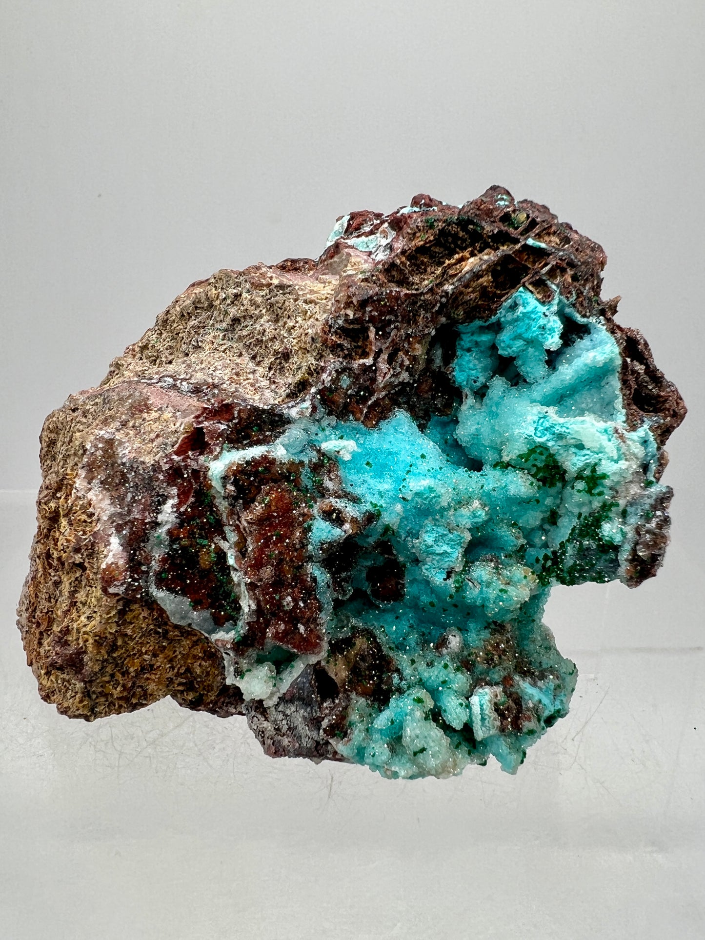 Chrysocolla And Malachite Specimen. Druzy Chrysocolla From Likasi, Congo. Gorgeous Display Crystal.
