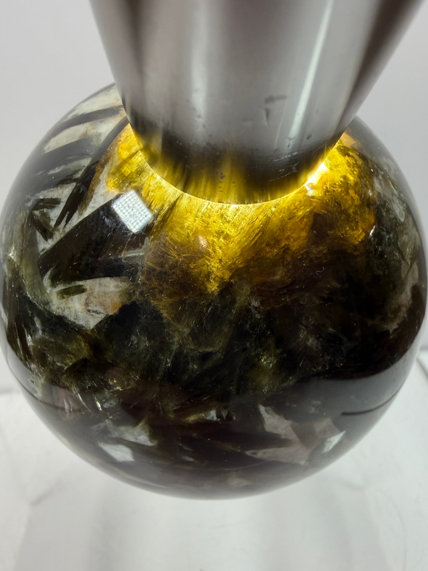 Green Mica And Garnet Sphere. 65mm. Rare Flashy Green Mica With Red Garnet. Gorgeous High Quality Crystal.