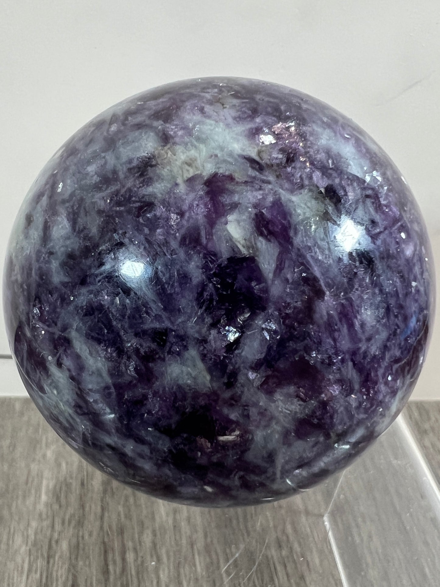 Lepidolite Purple Mica Sphere. 61mm. Gorgeous Flashy Mica Display Crystal.