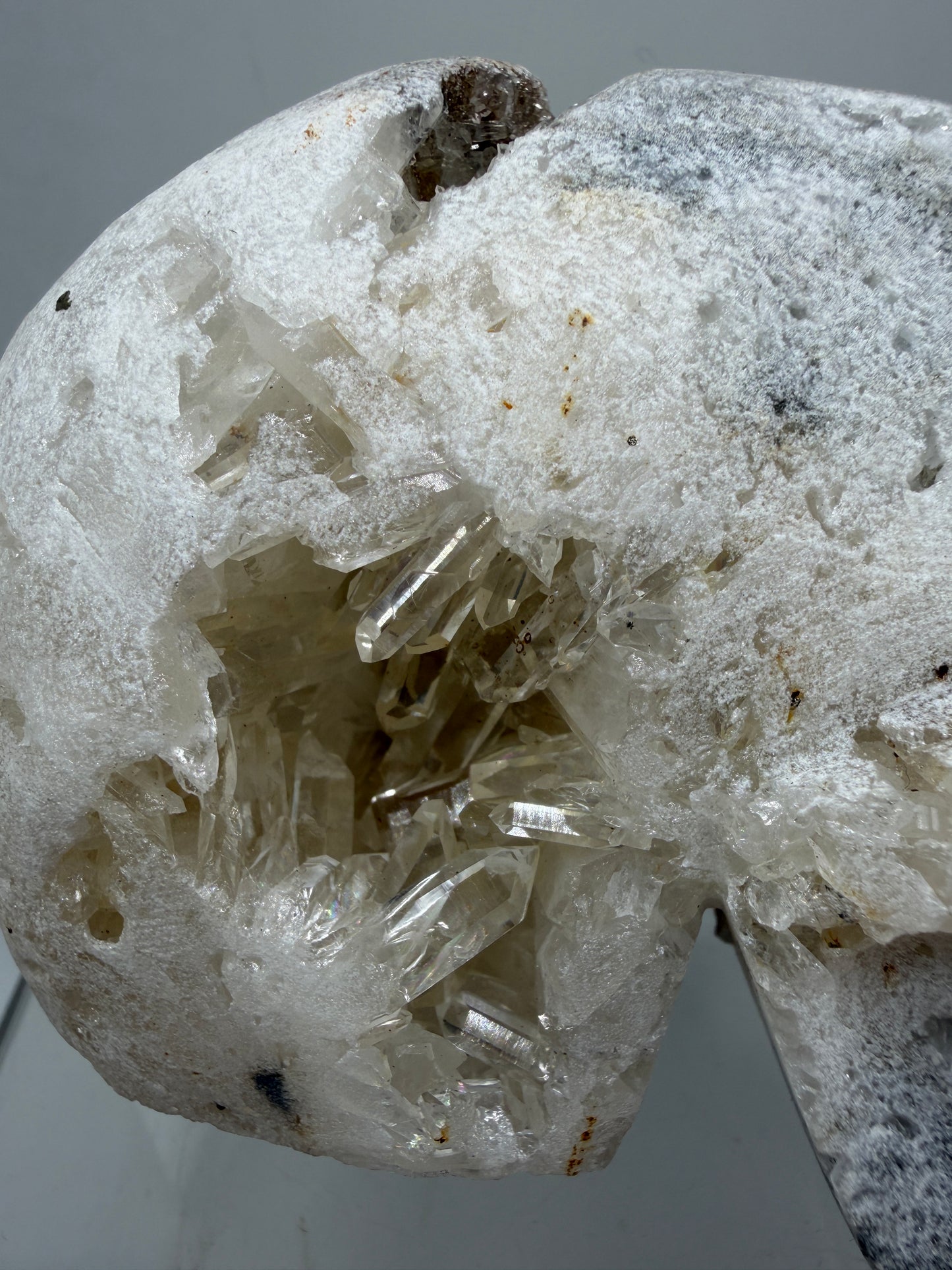 Quartz Cluster Skull Carving. Very Unique And Interesting Display Crystal