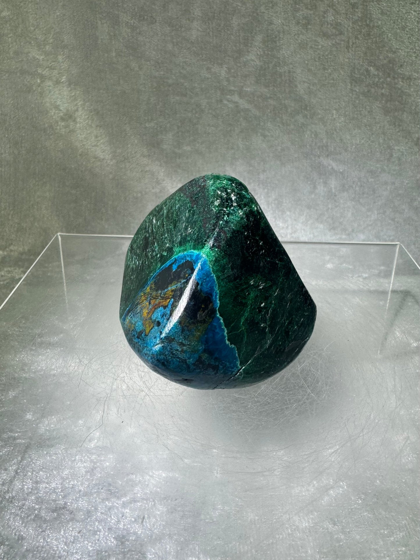 Shattuckite Polished Freeform. Gorgeous Blue Mineral From Namibia. Very Unique And Special Display Crystal.