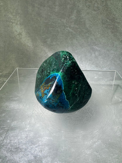 Shattuckite Polished Freeform. Gorgeous Blue Mineral From Namibia. Very Unique And Special Display Crystal.