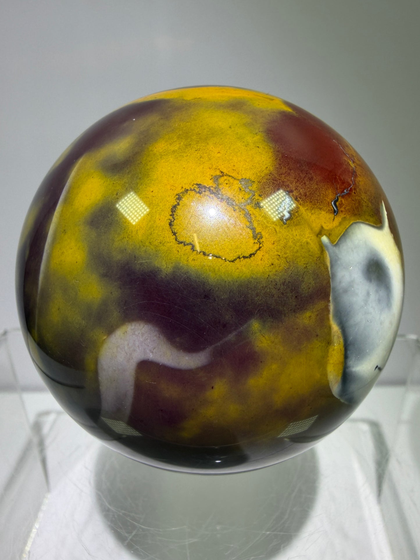 Mookaite Crystal Sphere. 64mm. Gorgeous Rare Colors And Patterns. High Quality Collectors Sphere.