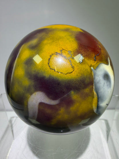 Mookaite Crystal Sphere. 64mm. Gorgeous Rare Colors And Patterns. High Quality Collectors Sphere.