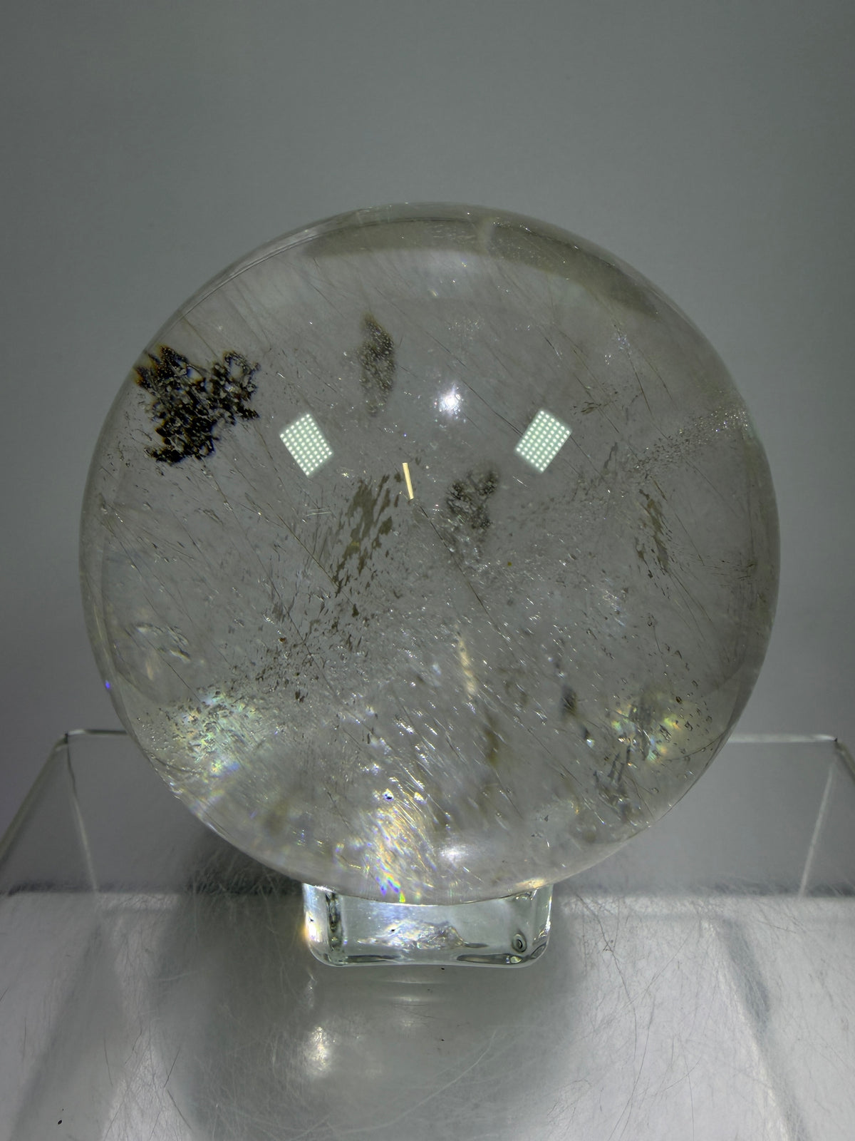 Rutile Quartz Sphere. 68mm. Rare Rutilated Quartz With Lodolite And Pyrite Inclusions. Amazing Display Sphere.