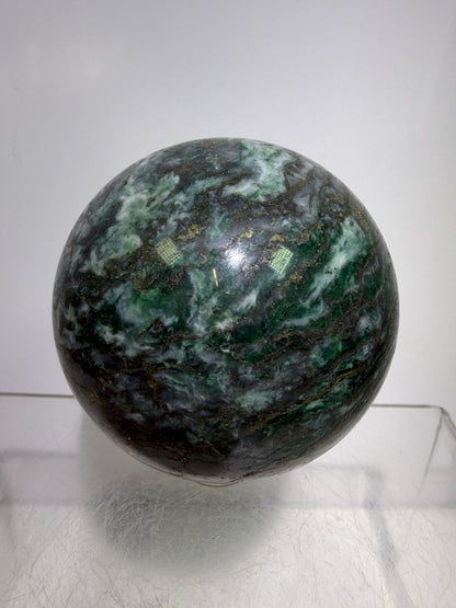 Atacamite And Pyrite Sphere. 60mm. High Quality Rare Sphere. Gorgeous Color Combination.