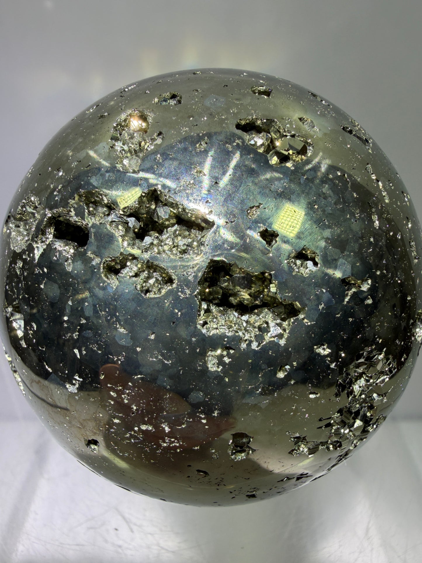 Pyrite Crystal Sphere. 60mm. Druzy World Class Display Sphere From Peru. Gorgeous Top Quality Cubic Druzy
