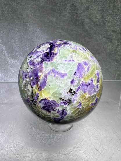 Bolivianite Crystal Sphere. 48mm. Beautiful Combination Of Fluorite And Serpentine. Amazing Rare New Material.
