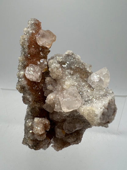 Silver Diamond Calcite Specimen. Amazing Silver And Red Druzy Flash! Beautiful Calcite Cluster On Matrix. High Quality Display Piece