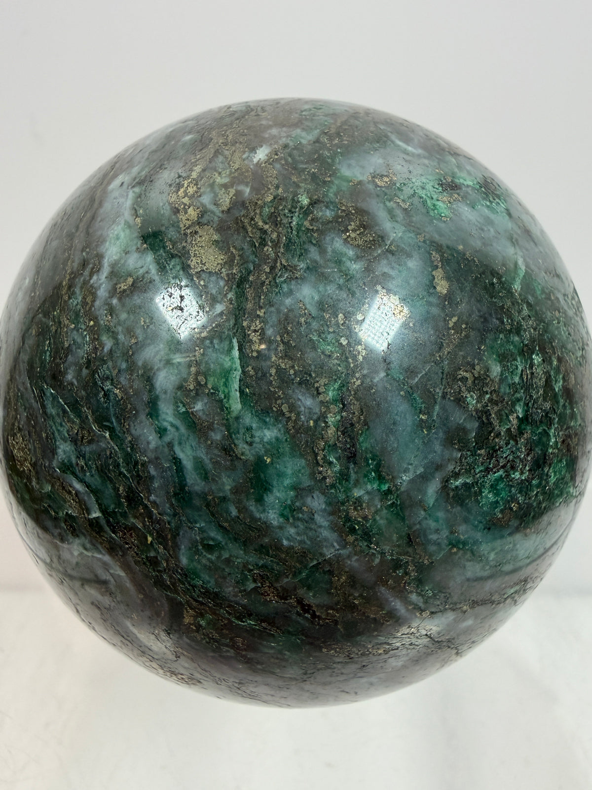 Atacamite And Pyrite Sphere. 60mm. High Quality Rare Sphere. Gorgeous Color Combination.