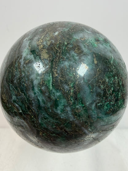 Atacamite And Pyrite Sphere. 60mm. High Quality Rare Sphere. Gorgeous Color Combination.